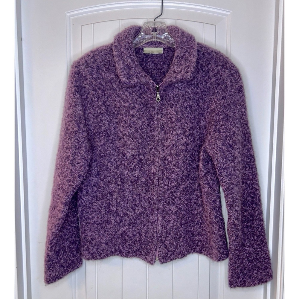Weave‎ of The Irish 90% Wool Zip Up Jacket Purple Nubby Women's Size Medium